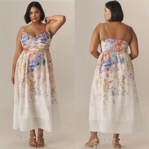 En Saison Dress Womens Plus Size 2X Anthropologie Taylorann Midi Feminine Floral